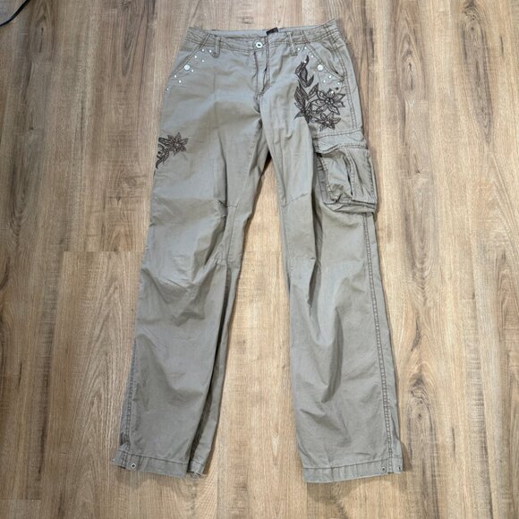 Y2K Suko Embroidered Cargo Pants Green, Fairy Grunge 6 - Picture 9 of 14